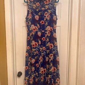 Lulus In My Dreams Blue Floral Print Midi Dress - EUC, size XL